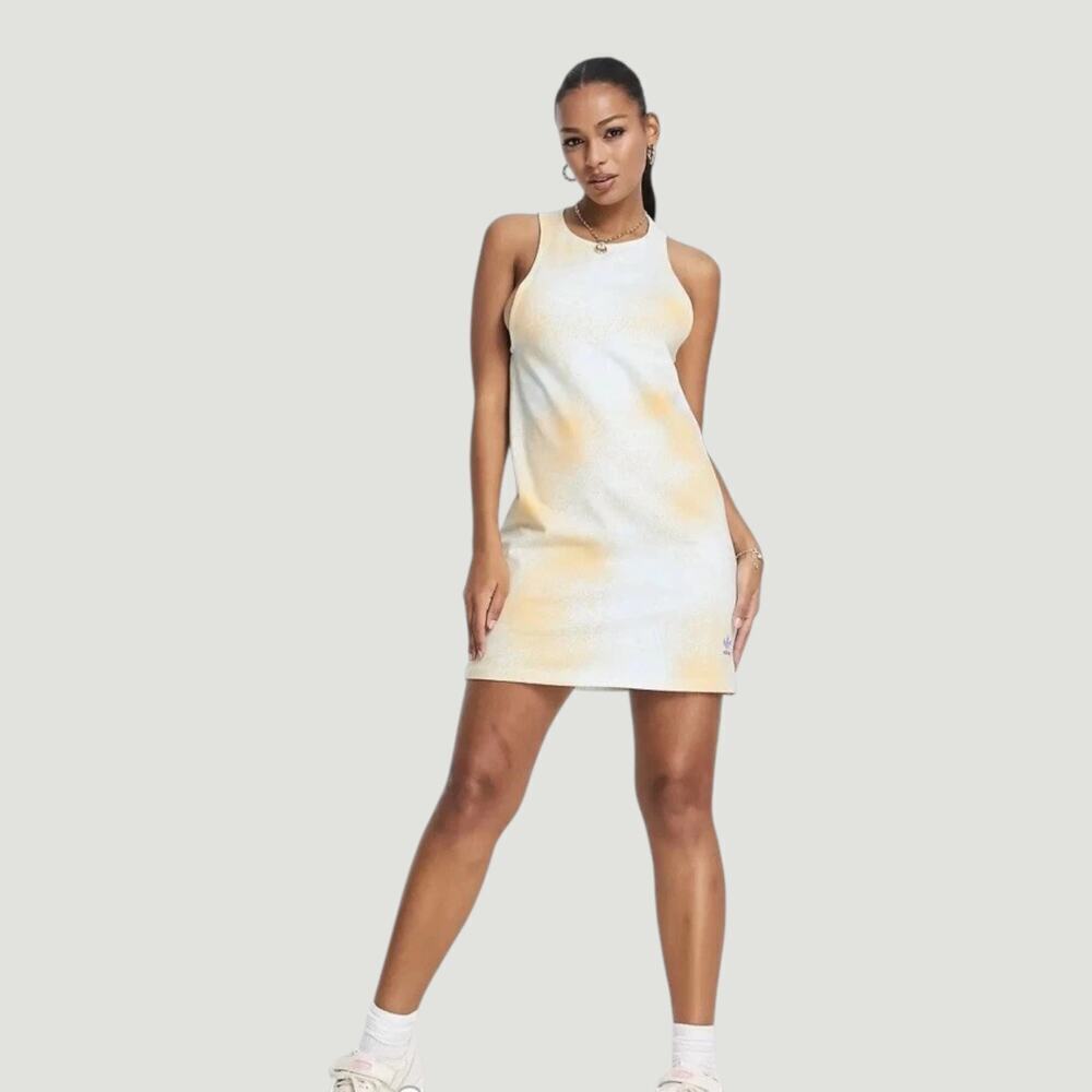 Adidas Originals Yellow White Tie Dye Racerback Tank Dress Women’s XL